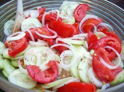 Marinated Cucumbers, Onions, and Tomatoes..