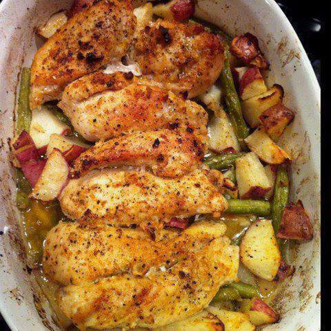 WOW!!!! THIS IS AWESOME!!!! GARLIC & LEMON CHICKEN W/GREEN BEANS & RED POTATOES! (Gluten free, Low Carb, Diabetic Friendly and so simple to make) 1