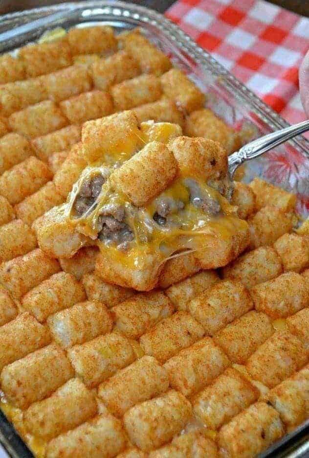 tater tot casserole with beef and corn