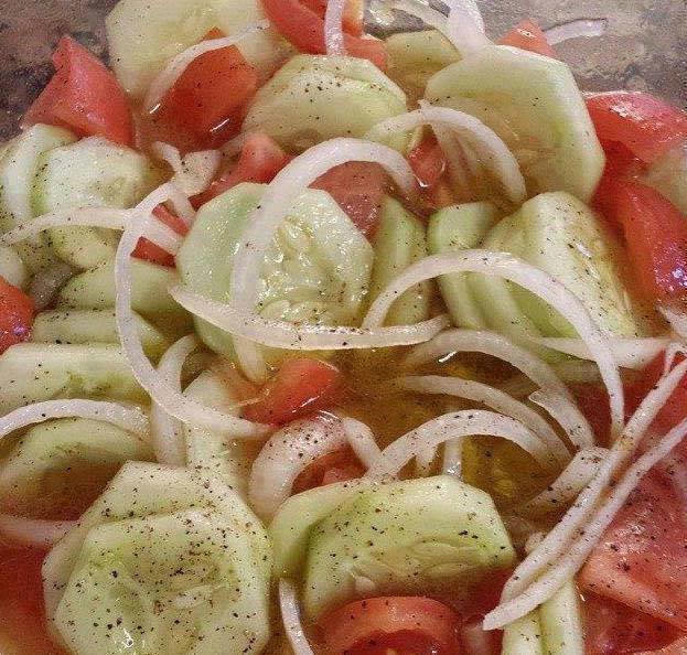 Cucumber, Onion, and Tomato Salad