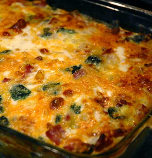 Egg Ham and Spinach Hashbrown Casserole