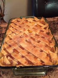 Hot peach cobbler right out of the oven