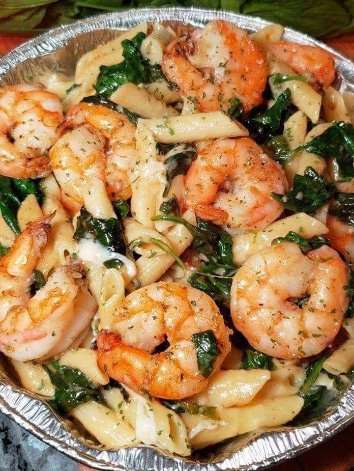 Cheese Shrimp Penne Pasta & Spinach 1