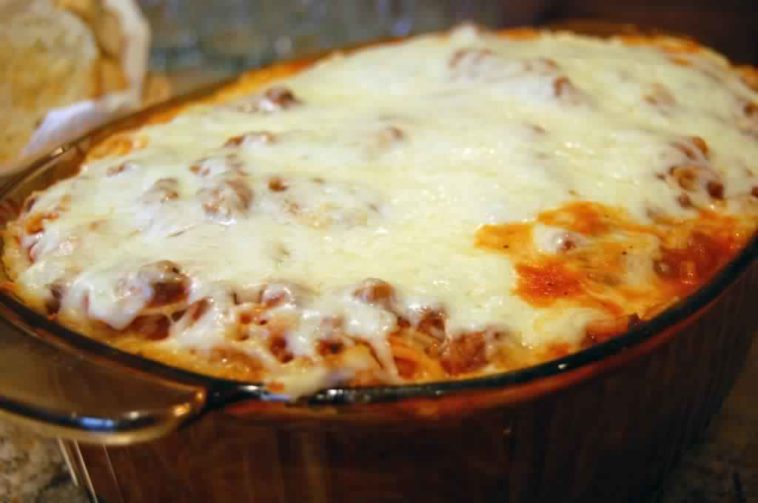 Why Not Serve This Baked Spaghetti With Meatballs For Supper?