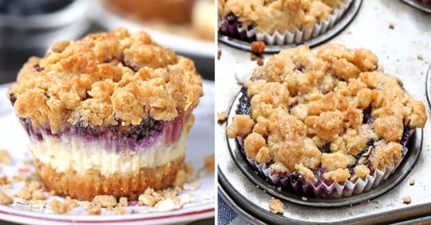 Blueberry Crumble Mini Cheesecakes