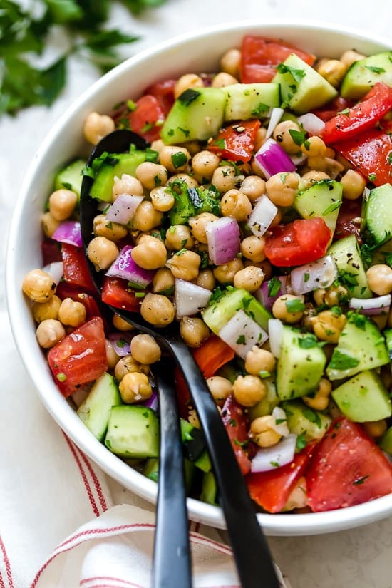 Tomato Cucumber Salad with Chickpeas & Mint