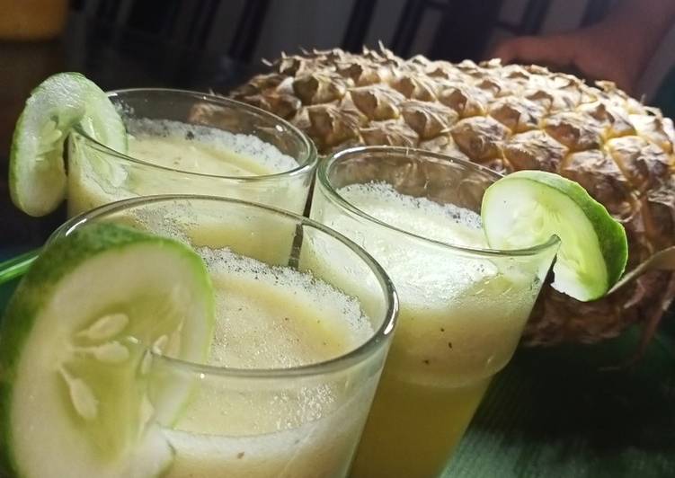 Recipe of Any-night-of-the-week Pineapple and cucumber juice