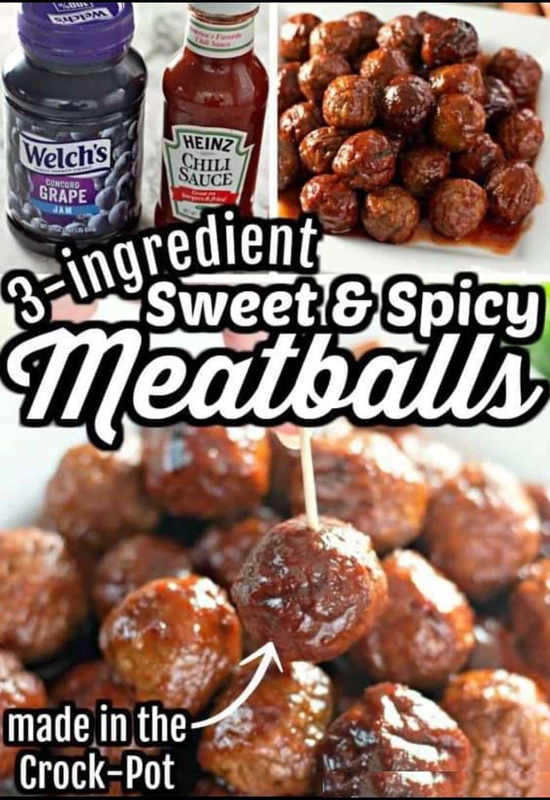 3-ingredient Sweet & Spicy Grape Jelly Meatballs