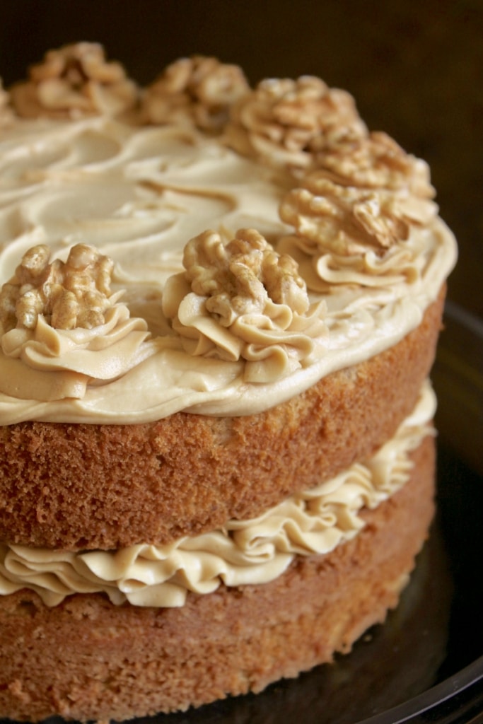 Coffee and Walnut Cake, a Classic British Cake for Afternoon Tea