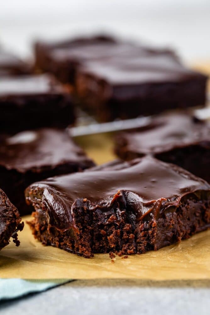 Easy Double Fudge Brownies with the most amazing frosting ever.