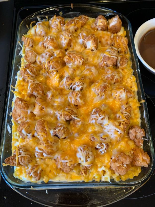 MASHED POTATO CASSEROLE WITH CRISPY CHICKEN - the kind of cook recipe