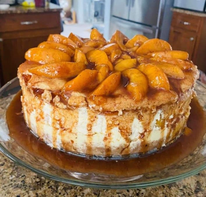peach cobbler cheesecake - the kind of cook recipe
