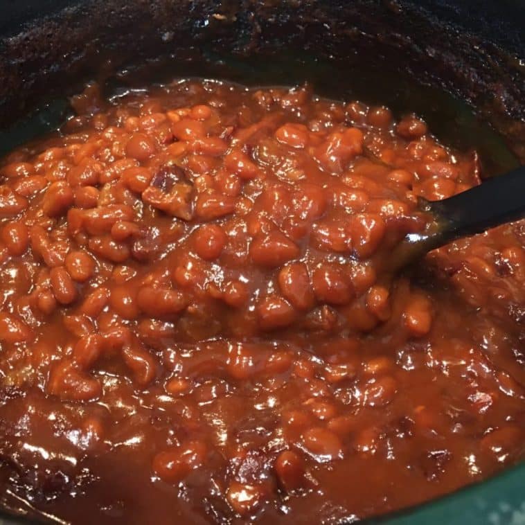 Bourbon and Dr. Pepper Baked Beans￼