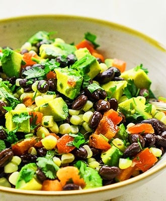 Fresh Corn Salad with Black Beans and Tomatoes￼