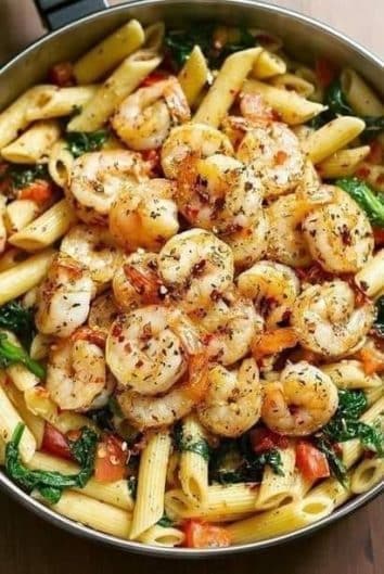 Tomato Spinach Shrimp Pasta - the kind of cook recipe