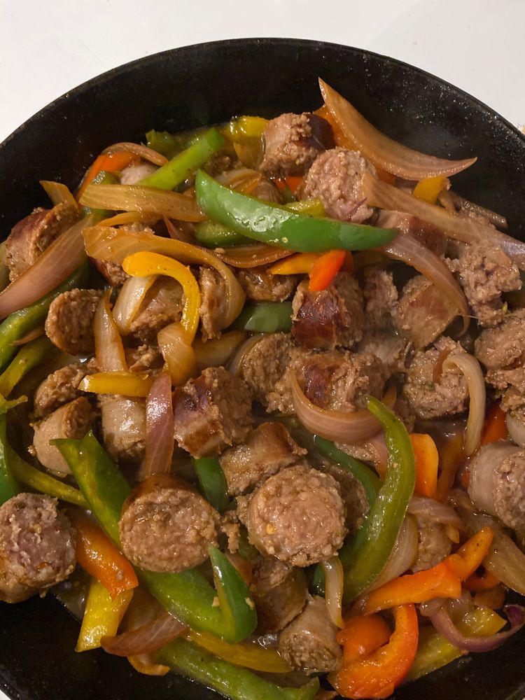 ITALIAN SAUSAGE, ONIONS, AND PEPPERS SKILLET