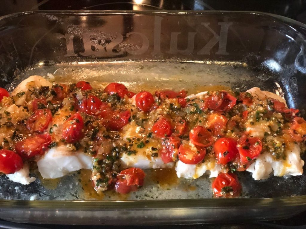 COD WITH TOMATO AND HERB BUTTER