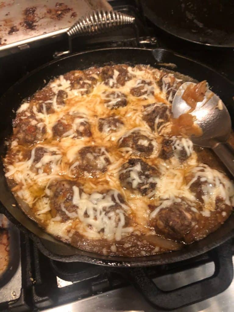 FRENCH ONION MEATBALL SKILLET