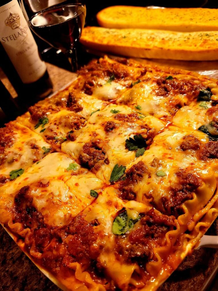 Homemade Four Cheese Lasagna With Italian Sausage And Beef￼
