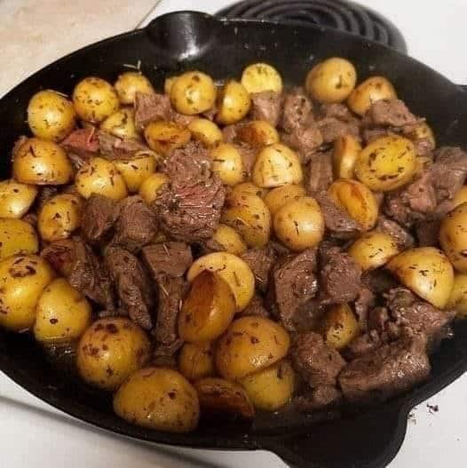 Pan fried with garlic butter and potatoes