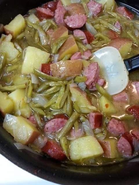 Crockpot Ham, Green Beans, and Potato