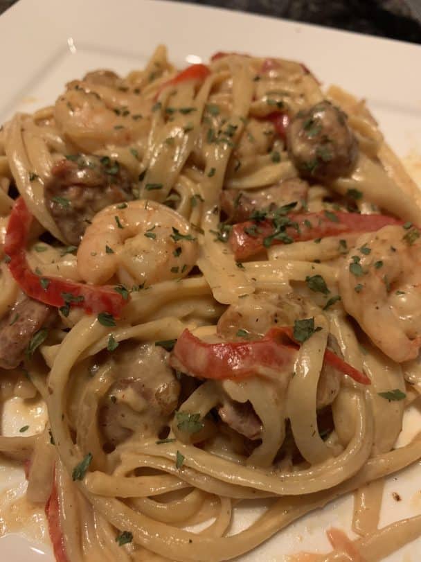 Creamy Cajun Shrimp Pasta with Sausage - the kind of cook recipe