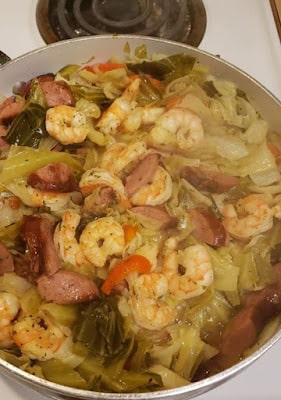 Shrimp & Sausage With Fried Cabbage