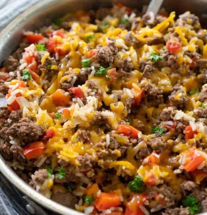 GROUND BEEF AND RICE SKILLET DINNER 1
