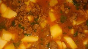 Fideo with potatoes and ground beef 2