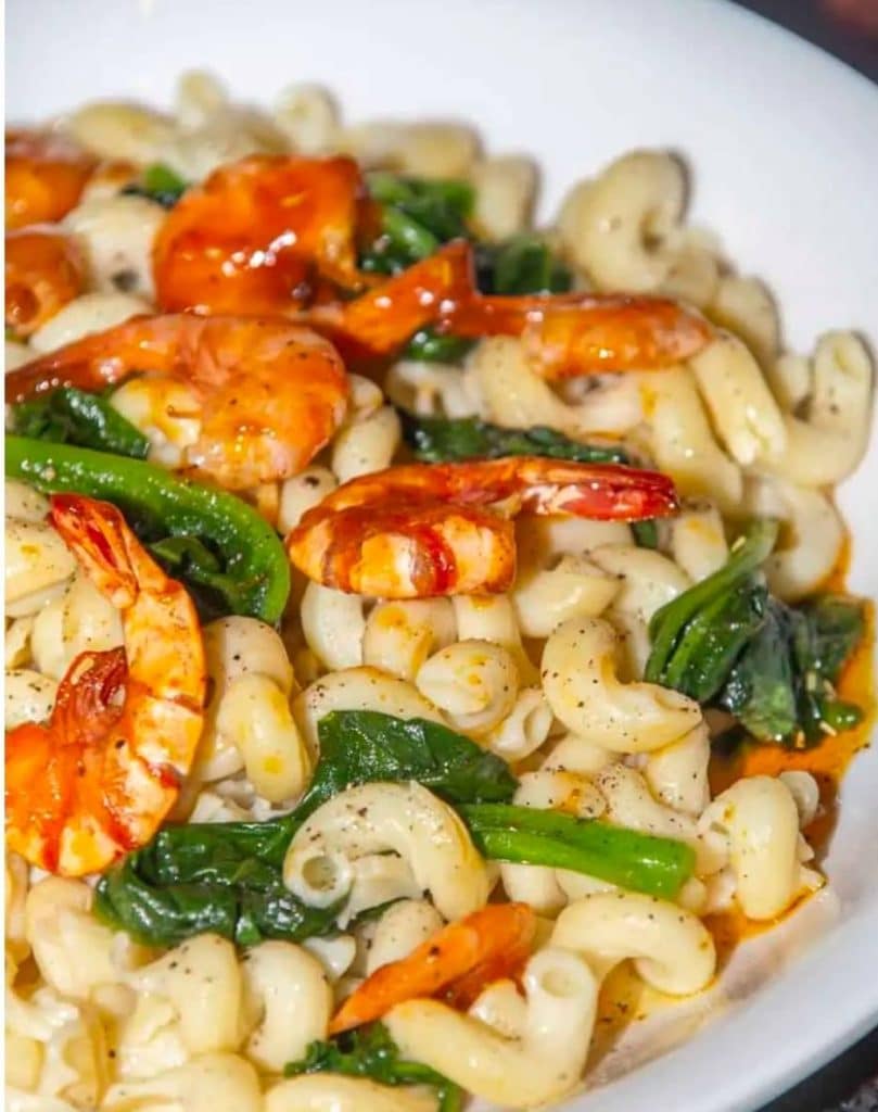 Italian Sauced Farfalle with Shrimp and Spinach