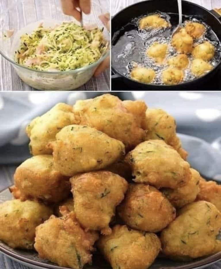 Zucchini fritters with a spoon
