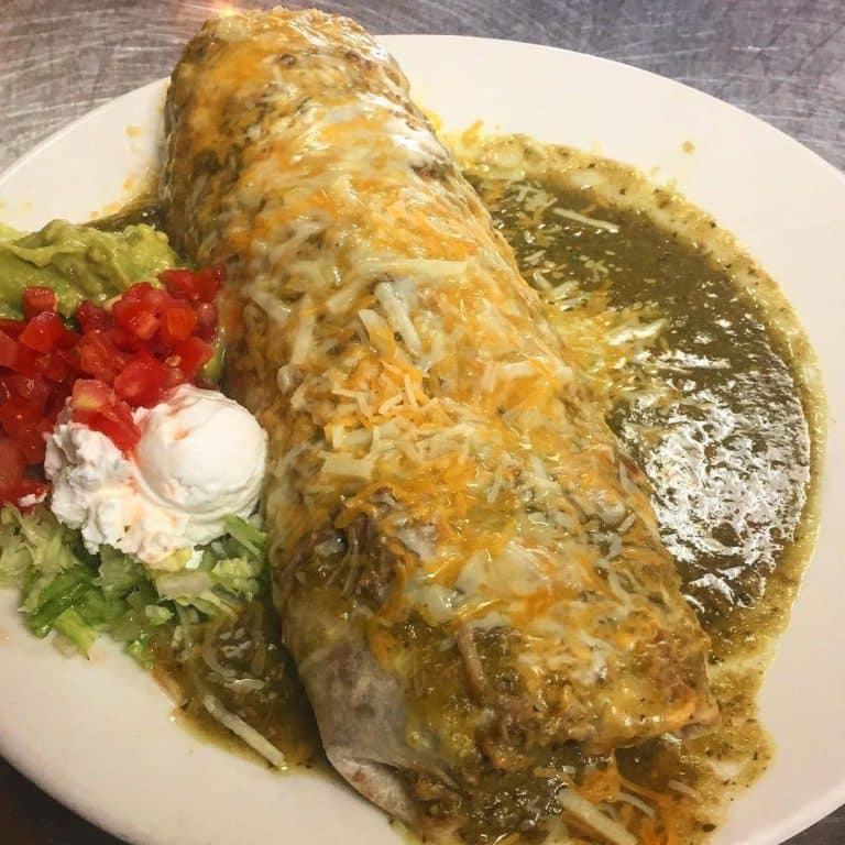 wet burrito with green sauce