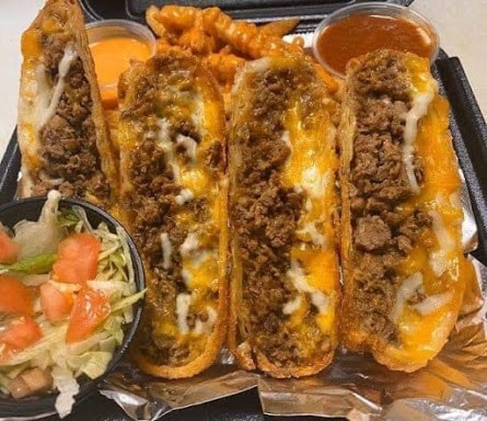 Cheese Steak Tacos With Buffalo Fries 1