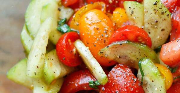 Cucumber Tomato Salad and Dressing