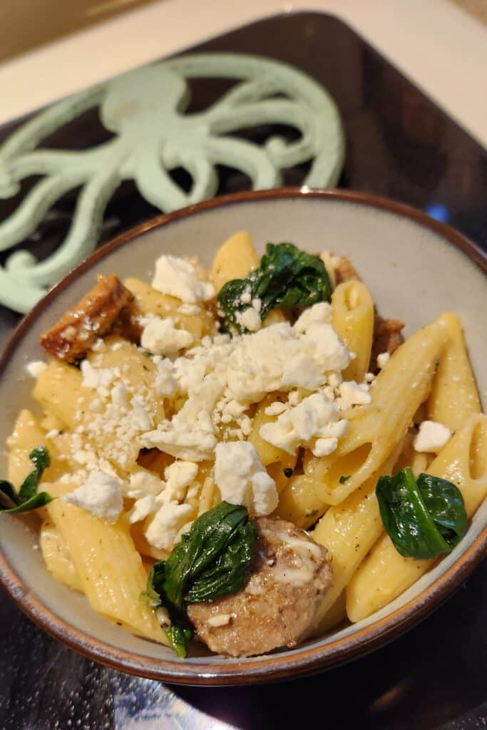 Sausage, Spinach, and Feta Pasta Recipe