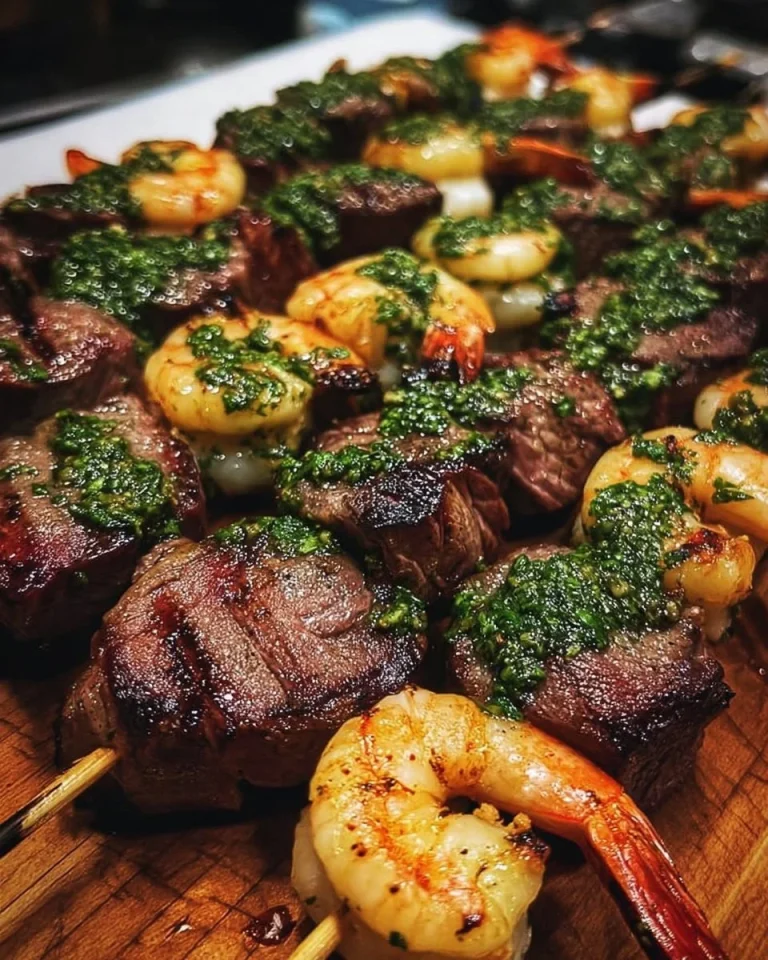 Grilled Surf & Turf Skewers with Chimichurri