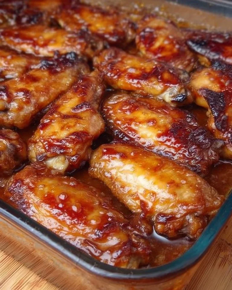 Delicious caramelized chicken wings garnished for an appetizing presentation.