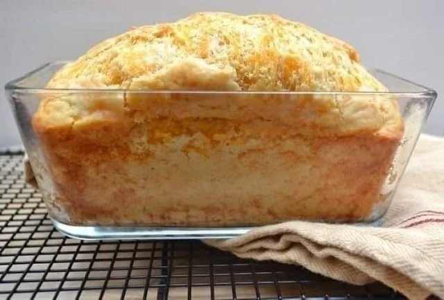 Delicious cheddar cheese quick bread baked to golden perfection.
