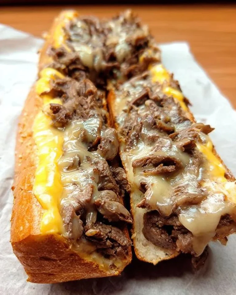 Delicious cheesesteak sandwich with melted cheese and sautéed onions