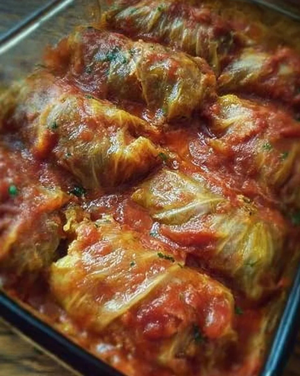 Delicious stuffed cabbage rolls ready to be served